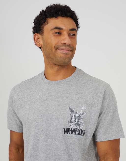 Brave Soul Cotton relaxed fit graphic t-shirt in light grey, 3 of 4