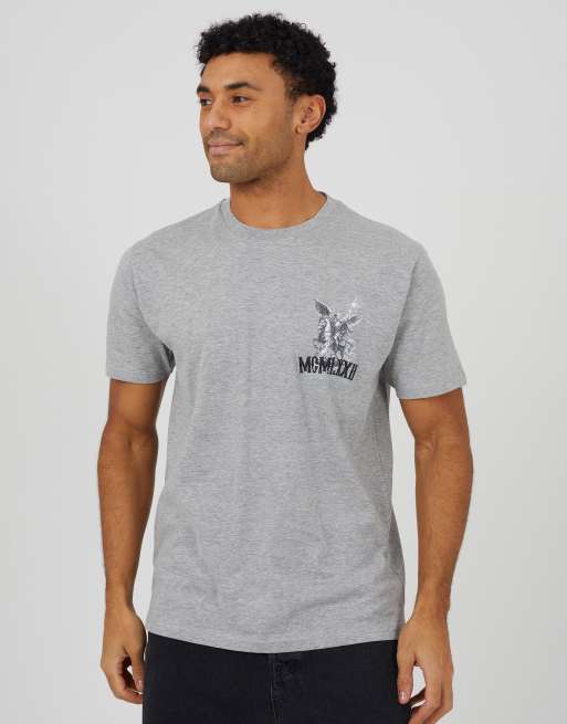 Brave Soul Cotton relaxed fit graphic t-shirt in light grey, 4 of 4