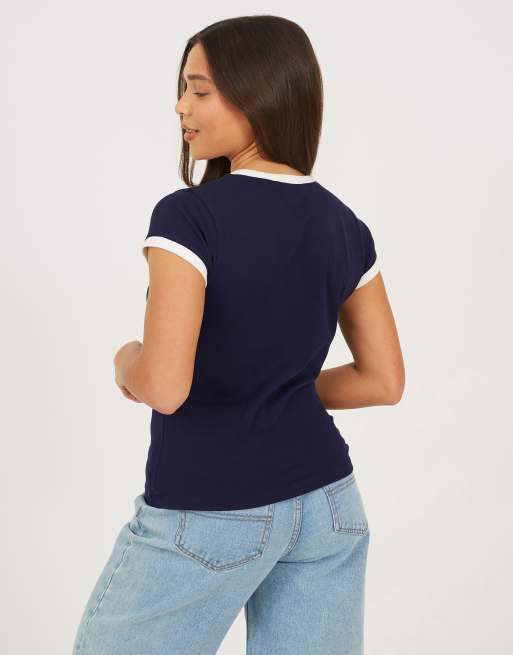 Brave Soul Cotton rich contrast trim t-shirt in navy, 2 of 4