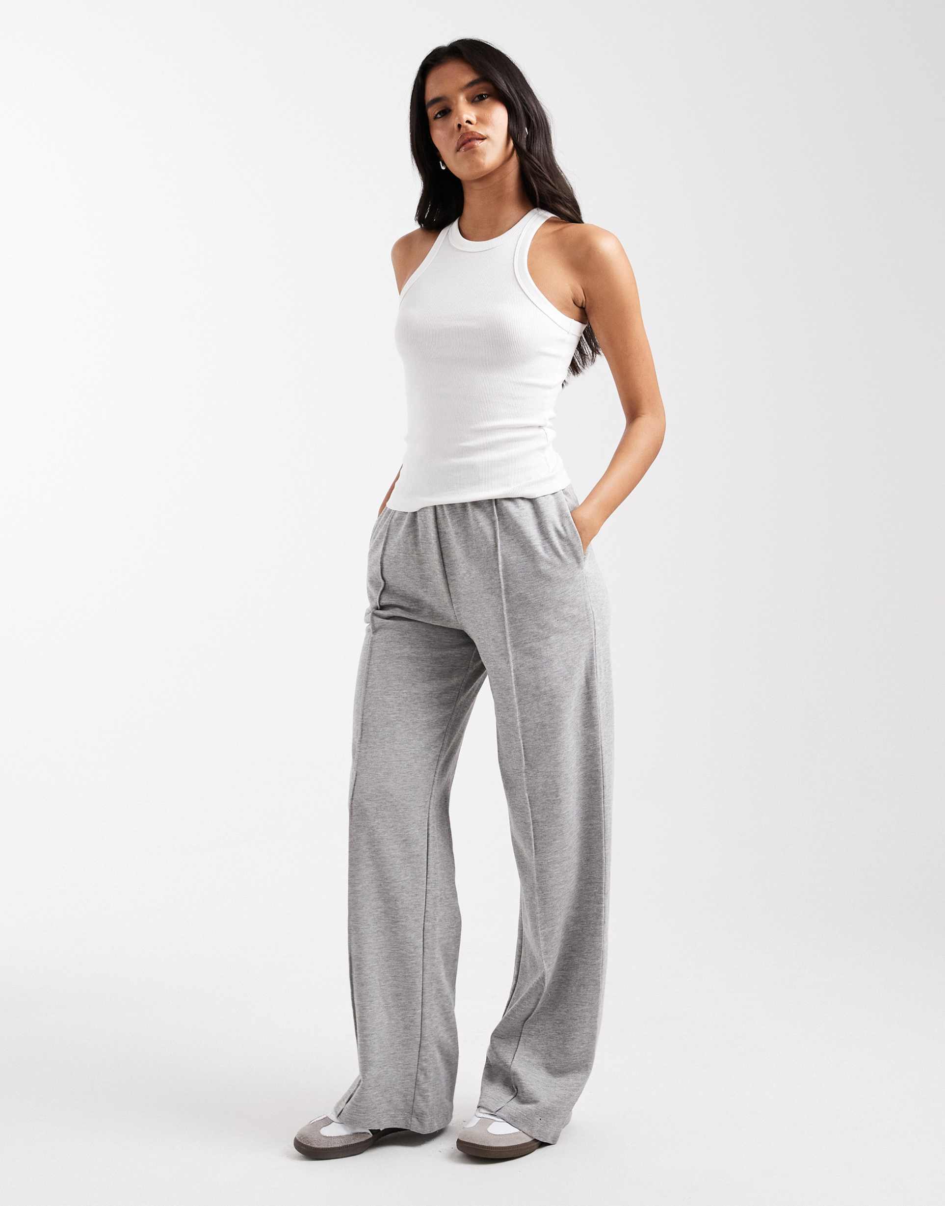 brave soul cotton rich straight leg sweatpants in gray heather