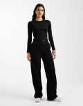 [Brave Soul] Brave Soul cotton rich straight leg trackies in black S BLACK
