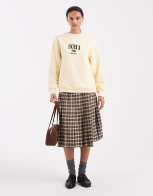 Brave Soul Cotton Rich Sweatshirt With Soho Print In Yellow