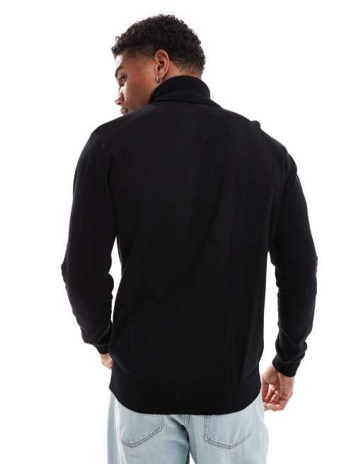 Brave Soul cotton roll neck jumper in black, 4 of 4