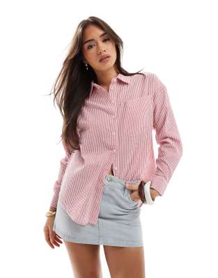 Brave Soul Brave Soul cotton shirt in red stripe