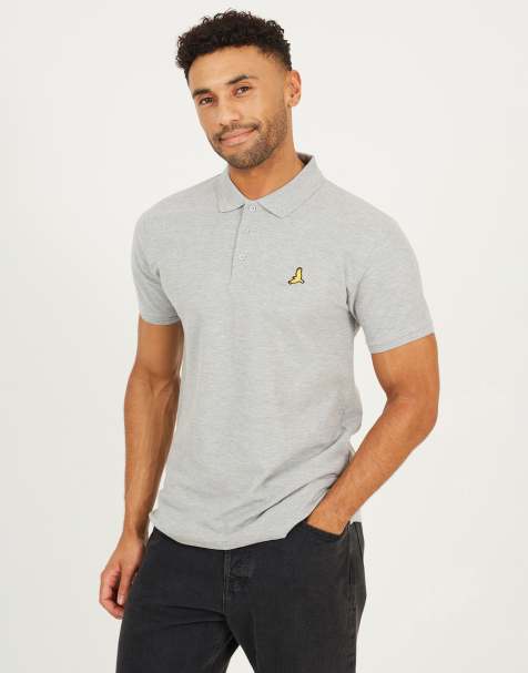 Brave Soul Cotton short sleeve polo shirt in grey - view 1