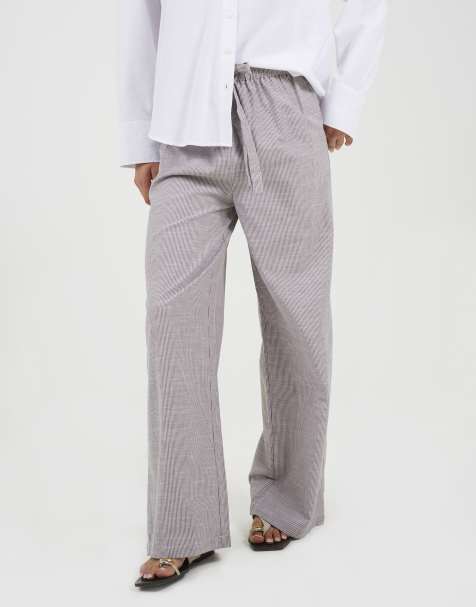 Brave Soul Cotton stripe straight leg trousers in brown - view 1