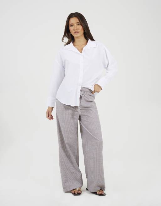 Brave Soul Cotton stripe straight leg trousers in brown, 3 of 4