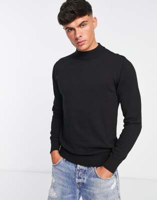 Brave Soul cotton turtle neck jumper in black | ASOS