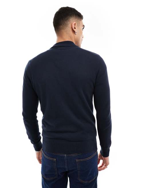 Brave Soul cotton turtle neck jumper in navy, 2 of 4