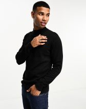 ASOS DESIGN lambswool turtle neck sweater in black