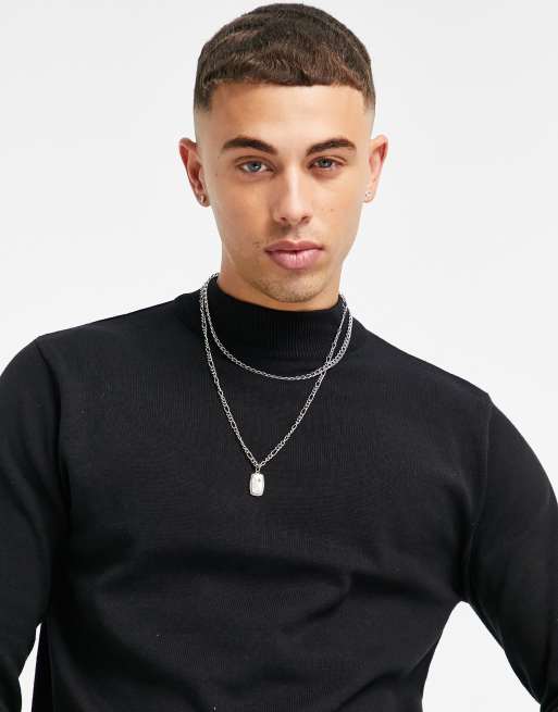 Brave Soul cotton turtleneck jumper in black