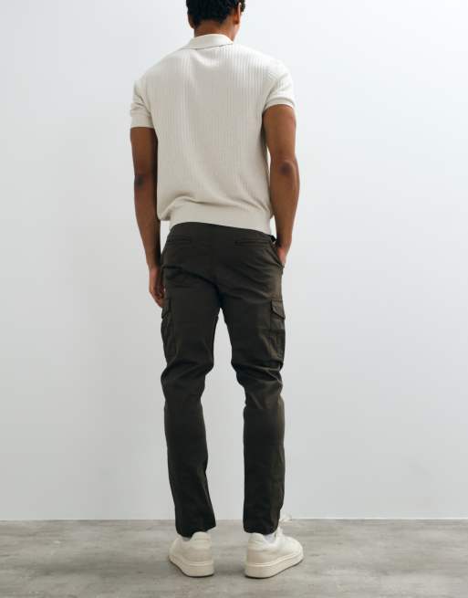Brave Soul cotton twill cargo chino in khaki, 5 of 5
