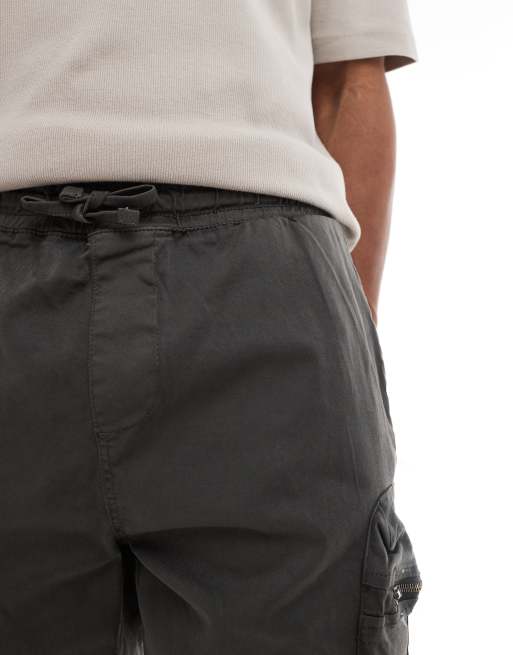 Brave Soul Cotton twill cargo shorts in charcoal ASOS