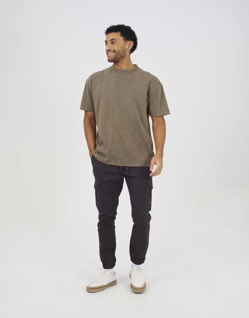 Brave Soul Cotton twill cargo trousers in dark grey, 2 of 4