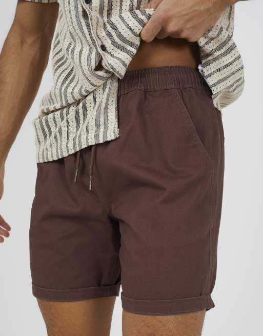 Brave Soul Cotton twill chino shorts in chocolate, 4 of 4