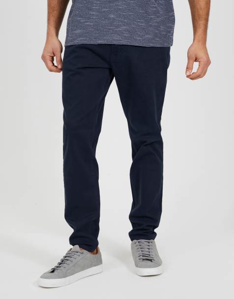Brave Soul Cotton twill chino trousers in navy - view 1