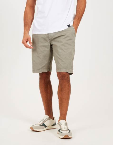 Brave Soul Cotton twill elasticated waist shorts in light grey - view 1