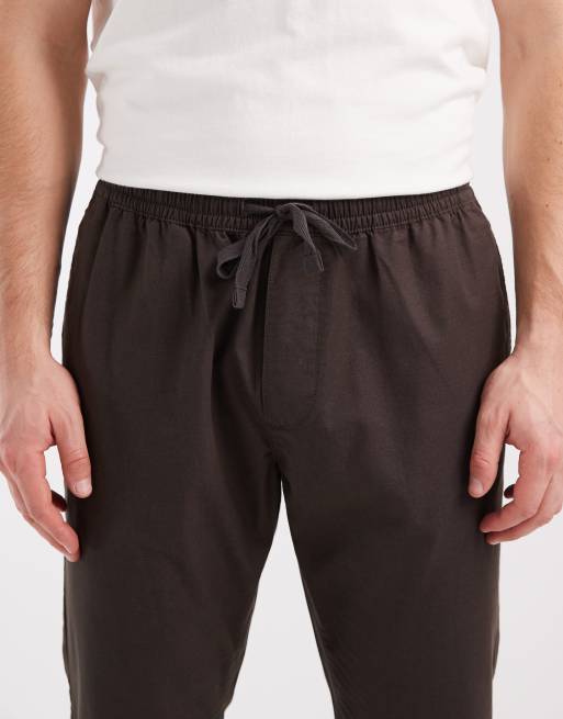 Brave Soul cotton twill pants with elastic waist in charcoal, 5 of 5