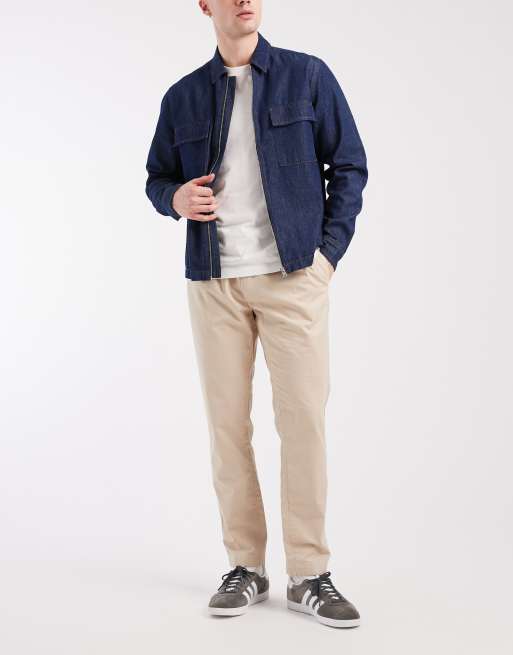 Brave Soul cotton twill pants with elastic waist in stone, 2 of 5