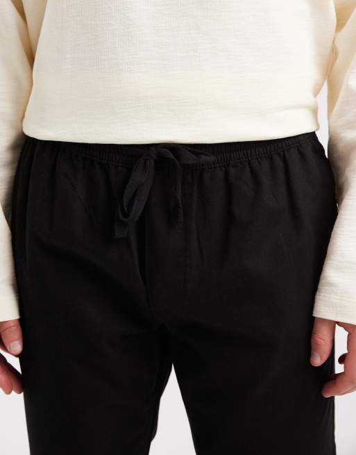 Brave Soul cotton twill pants with elasticized waist in black, 5 of 5