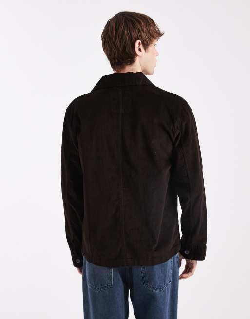 Brave Soul cotton twill shacket in dark brown, 3 of 5