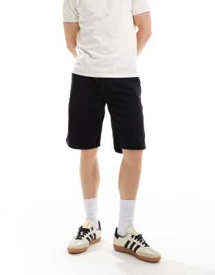 Brave Soul Brave Soul cotton twill worker carpenter shorts in black