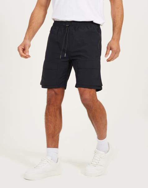 Brave Soul Cotton utility elasticated waist shorts in black - view 1