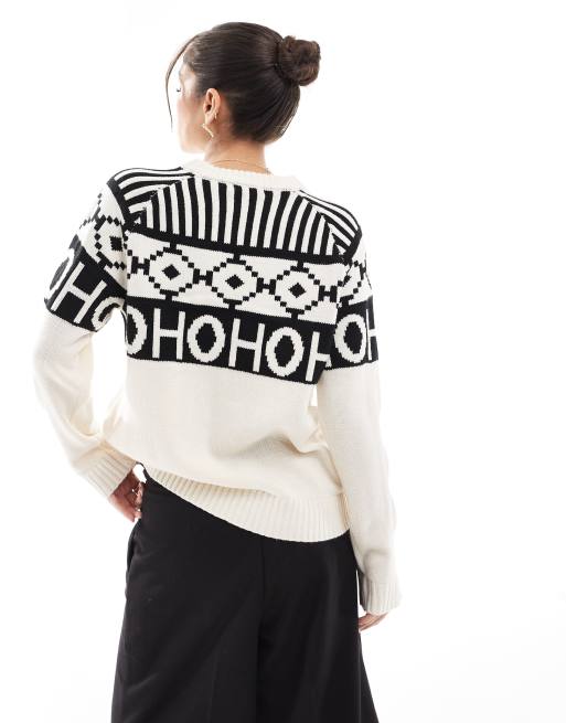 Brave Soul - Cremehvid julesweater med jacquard-detaljer, 2 af 4