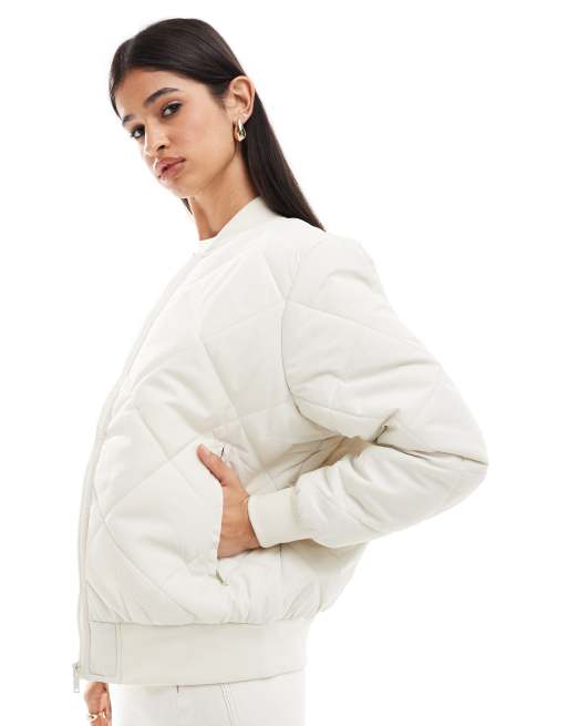 Brave Soul - Cremehvid oversized cropped bomber-jakke