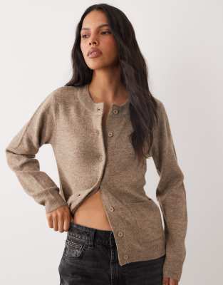 Brave Soul Crew Neck Cardigan With Pocket Detail In Multi