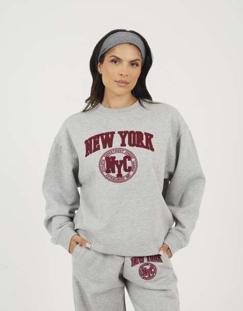 Brave Soul Crew neck embroidered sweatshirt in grey - view 1