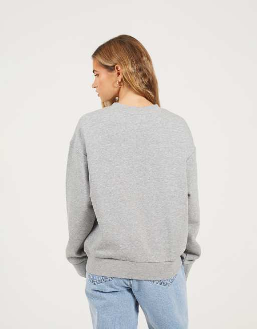 Brave Soul Crew neck embroidered sweatshirt in grey, 2 of 4