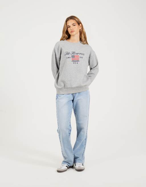 Brave Soul Crew neck embroidered sweatshirt in grey, 3 of 4