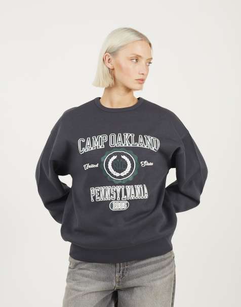 Brave Soul Crew neck graphic print sweatshirt in dark grey - view 1