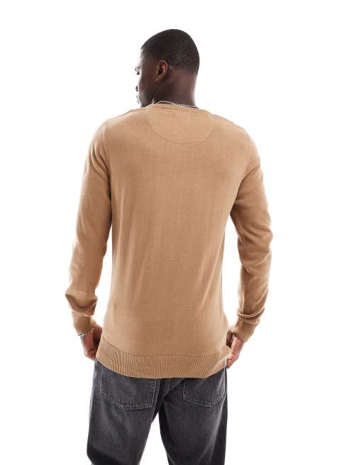 Brave Soul crew neck jumper in tan, 2 of 4