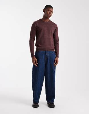 Brave Soul Crew Neck Knit Sweater In Brown