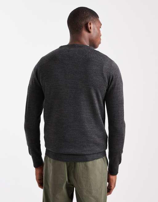 Brave Soul crew neck knitted jumper in charcoal grey, 3 of 5