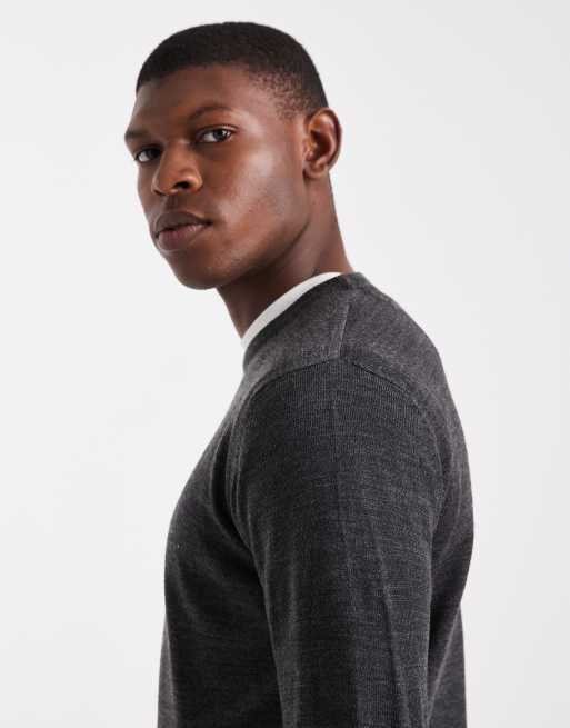 Brave Soul crew neck knitted jumper in charcoal grey, 4 of 5
