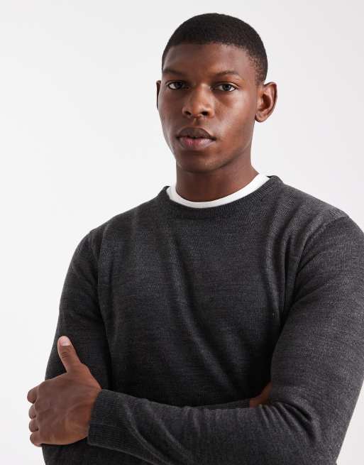 Brave Soul crew neck knitted jumper in charcoal grey, 5 of 5