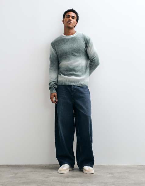 Brave Soul crew neck knitted jumper in grey ombre - view 1