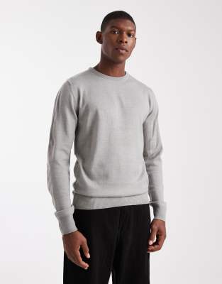 Brave Soul Brave Soul crew neck knitted jumper in light grey