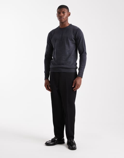 Brave Soul crew neck knitted jumper in navy, 2 of 5