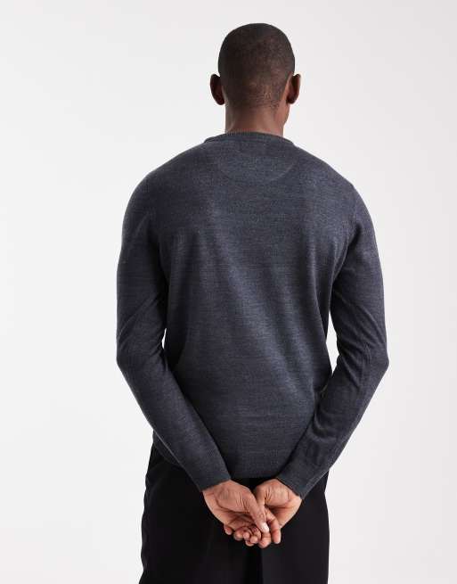 Brave Soul crew neck knitted jumper in navy, 3 of 5