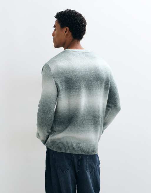 Brave Soul crew neck knitted sweater in gray ombre, 3 of 5