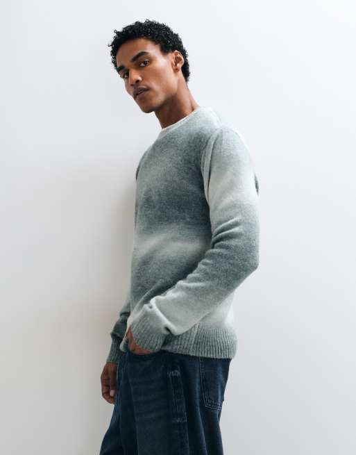 Brave Soul crew neck knitted sweater in gray ombre, 4 of 5