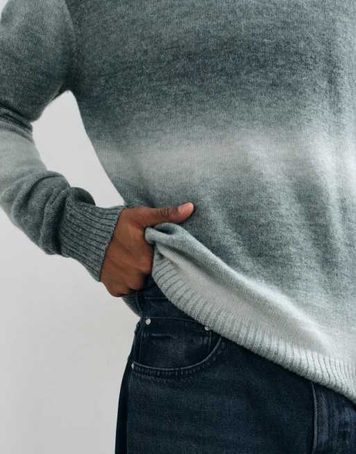 Brave Soul crew neck knitted sweater in gray ombre, 5 of 5