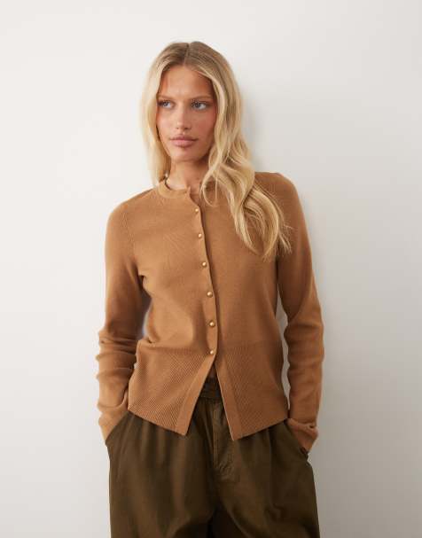 Brave Soul crew neck knitted t-shirt in camel - view 1
