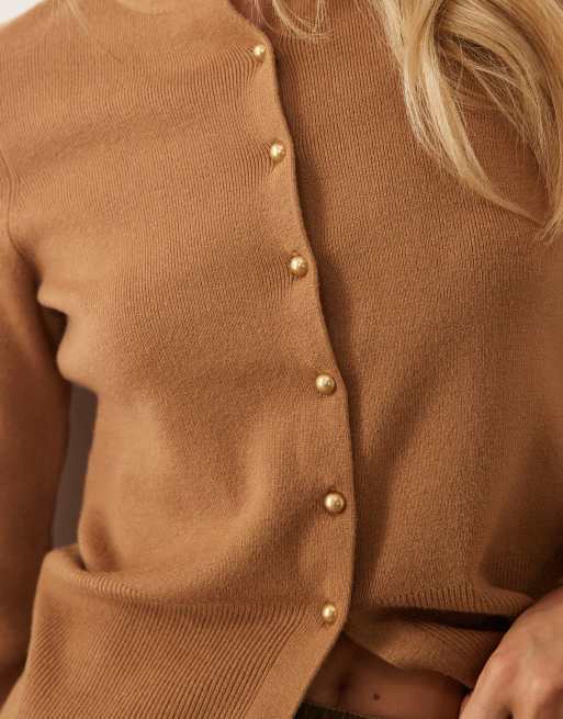 Brave Soul crew neck knitted t-shirt in camel, 4 of 4