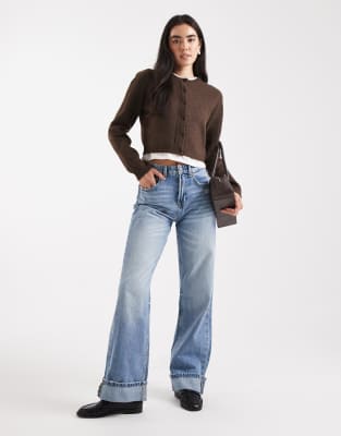 Brave Soul Crew Neck Soft Touch Cardigan In Brown