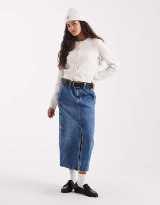 Brave Soul Crew Neck Soft Touch Cardigan In White